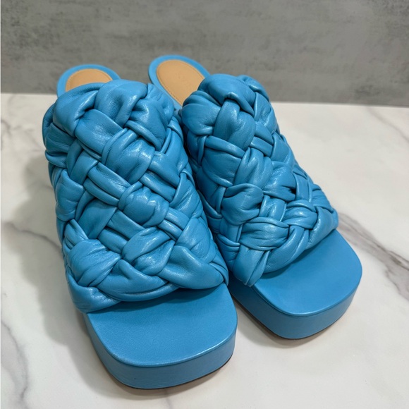 Bottega Veneta Riva Mule 90mm Sky Blue Heeled Shoes Sandals - Picture 7 of 9